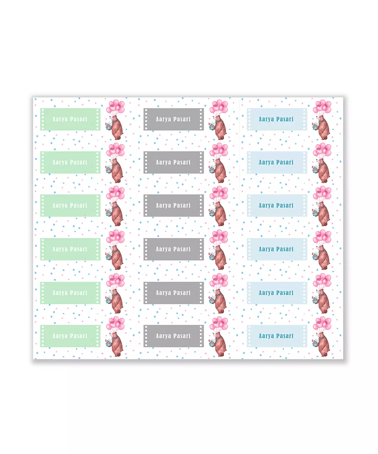 Teddy Party Pink Waterproof Sticker