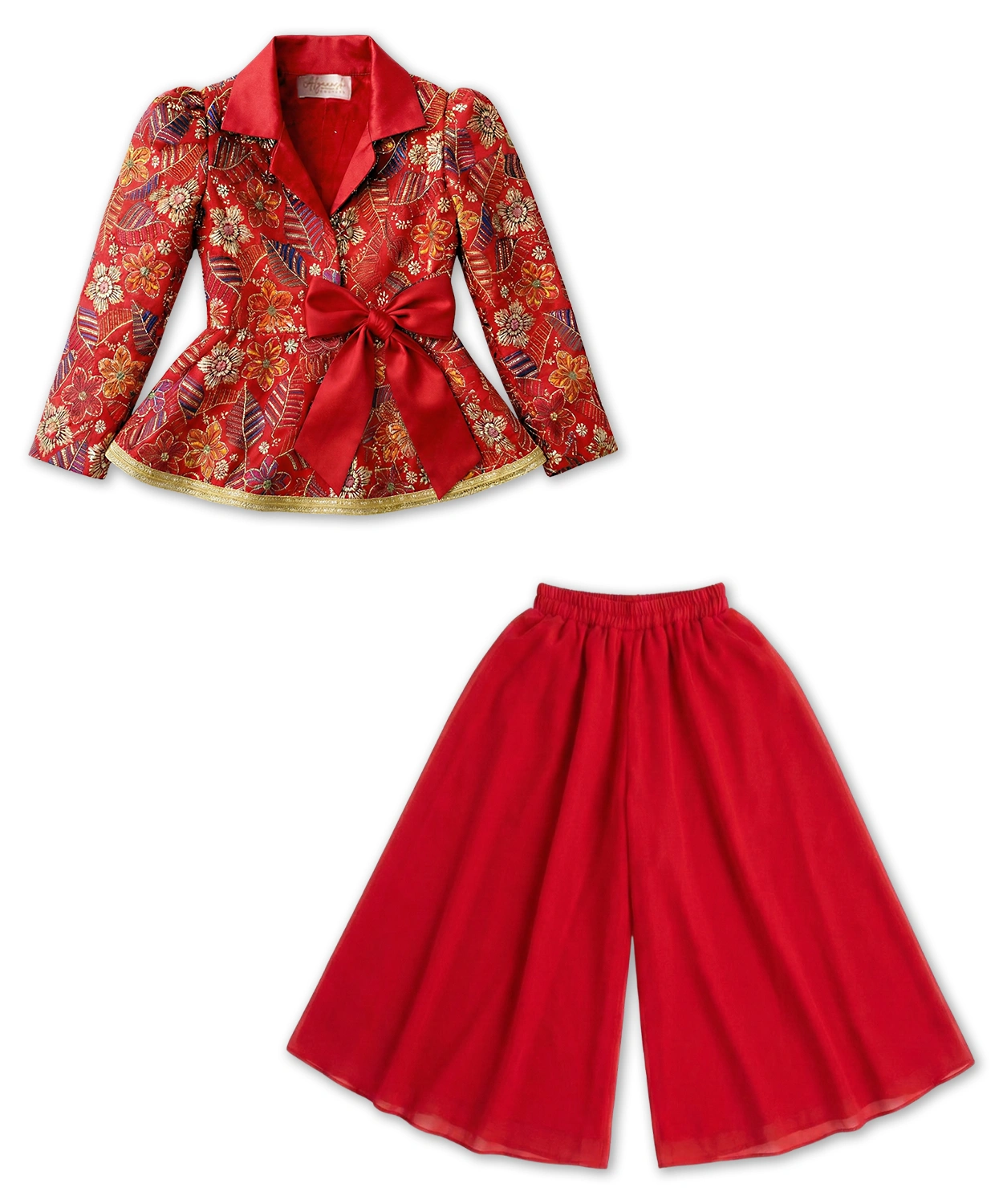 Crimson Bloom Embroidered Co-Ord Set