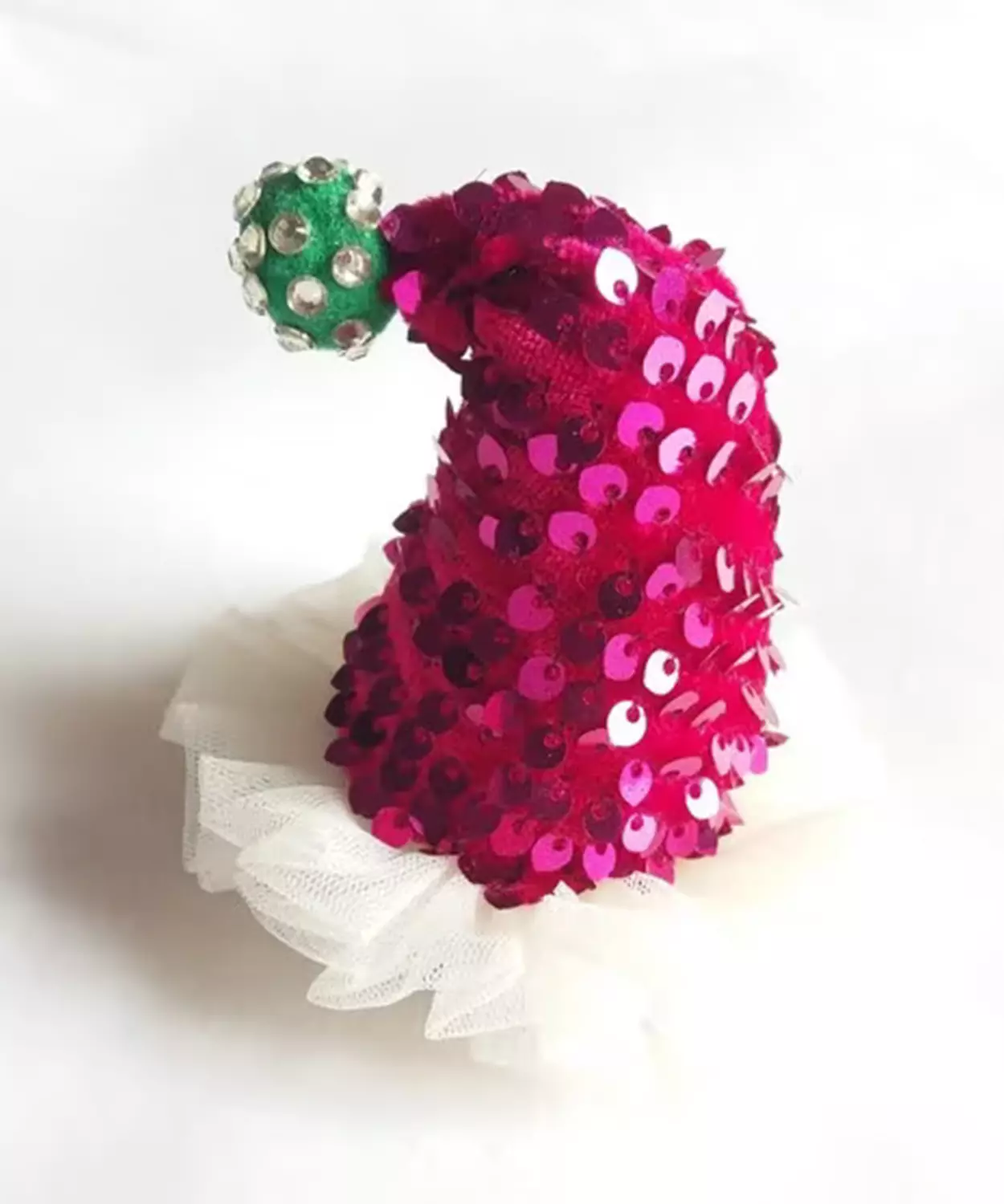 Santa's Christmas Hat Hair Clip- Red & White