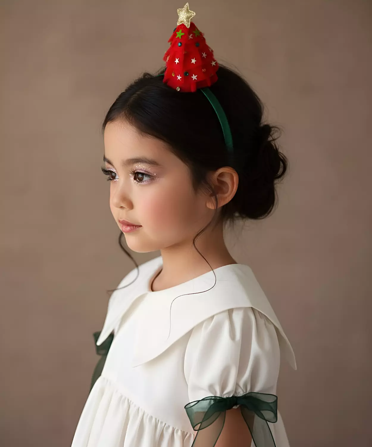 Xmas Tree With Golden Stars Hair Band - Red