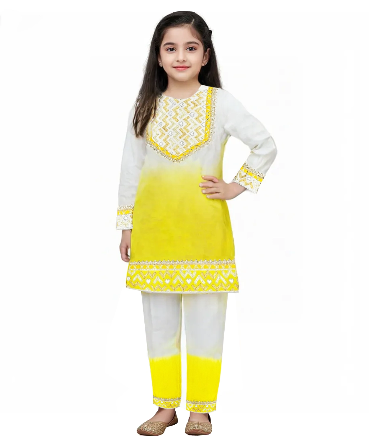 Yellow Ombre Gotta Suit For Girls