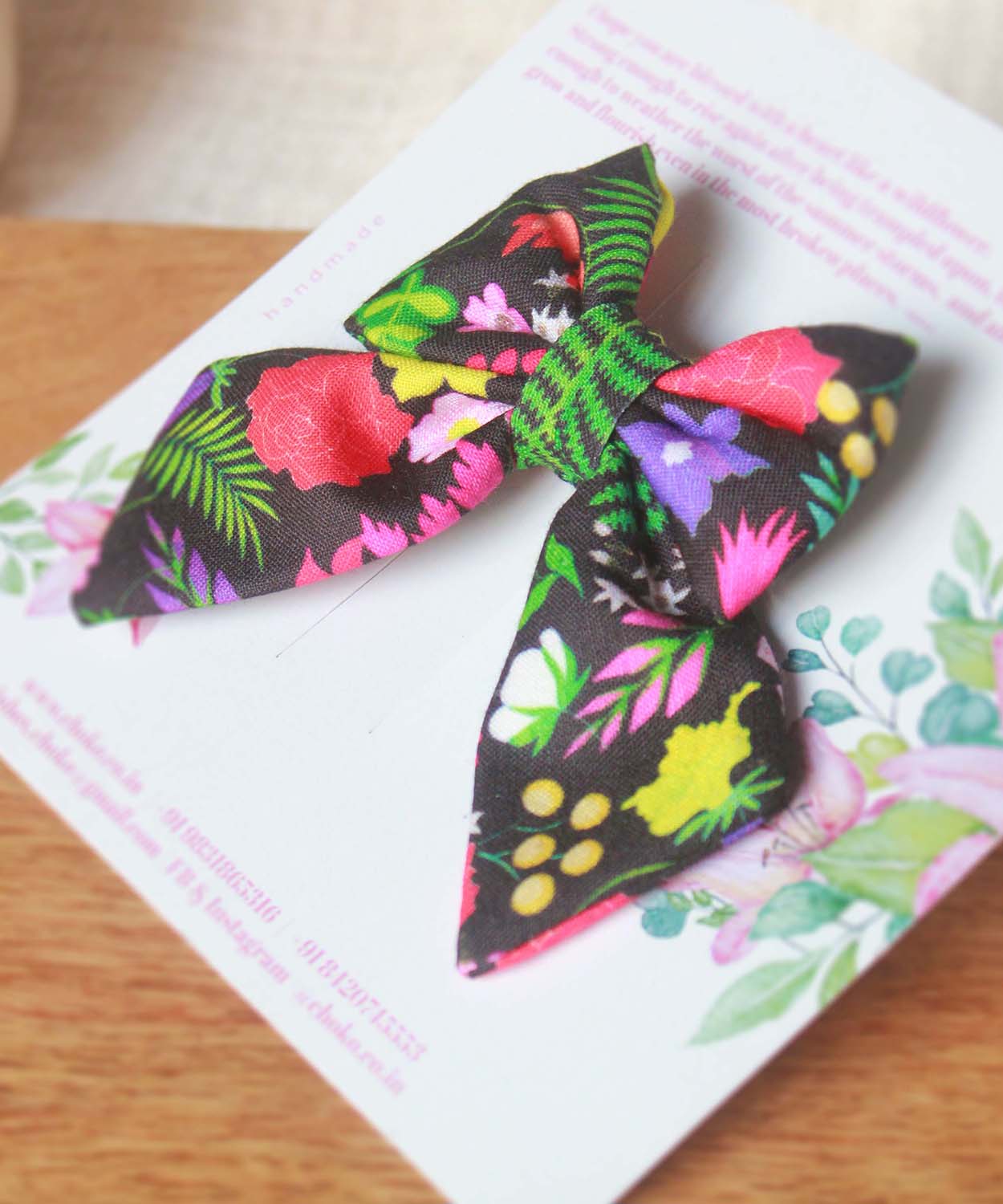 Tropical Floral Printed Bow Hairclips