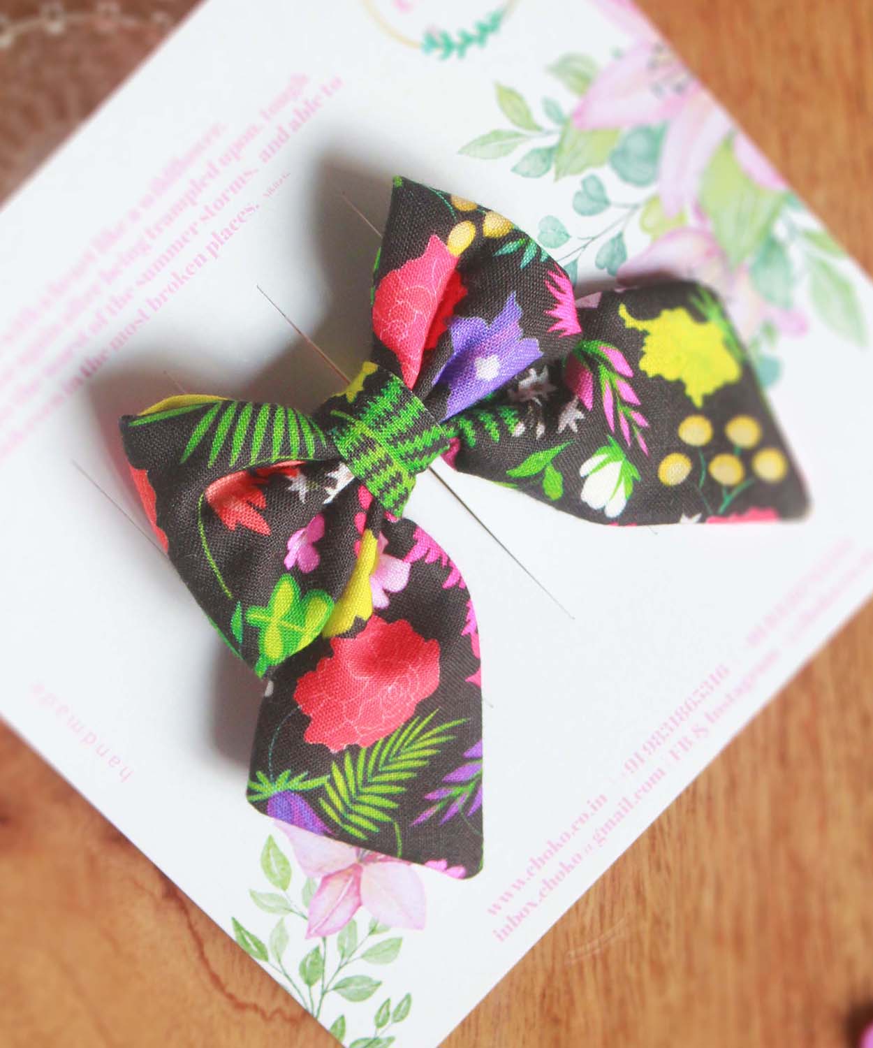 Tropical Floral Printed Bow Hairclips