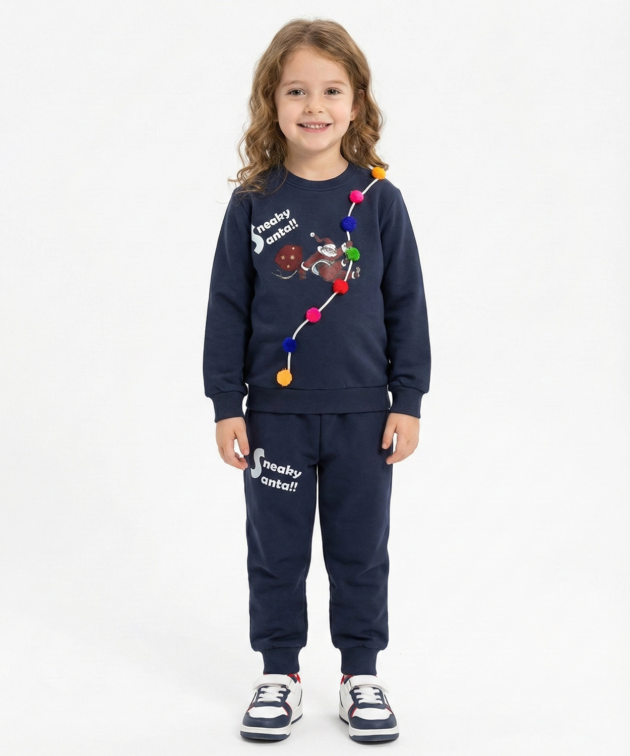 Kids Sneaky Santa Navy Winter Co-Ord Set