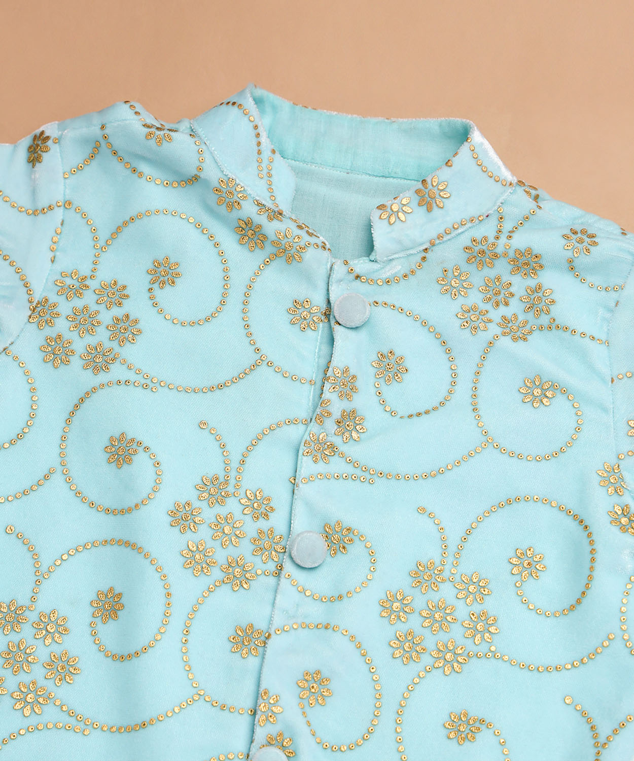 Soft Blue Velvet Sherwani Kurta