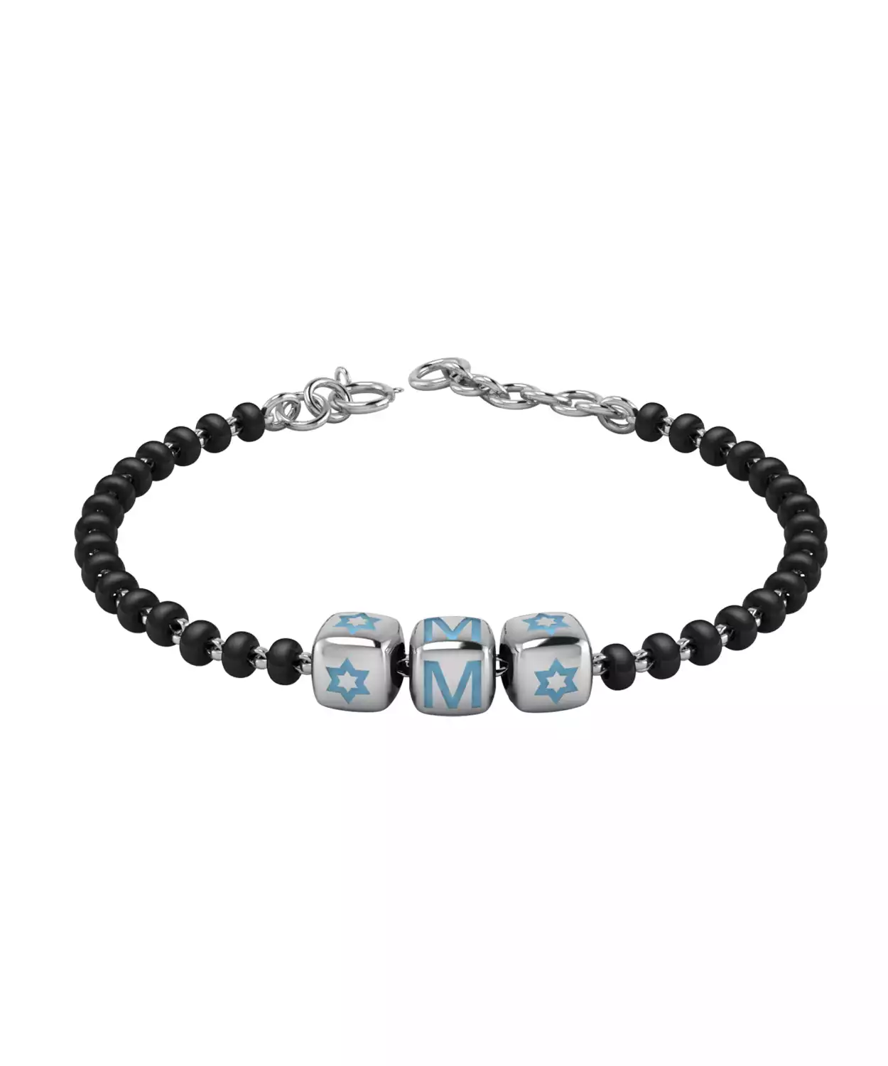 Sterling Silver Initial Nazariya with Dice Babykubes (6-9gms)