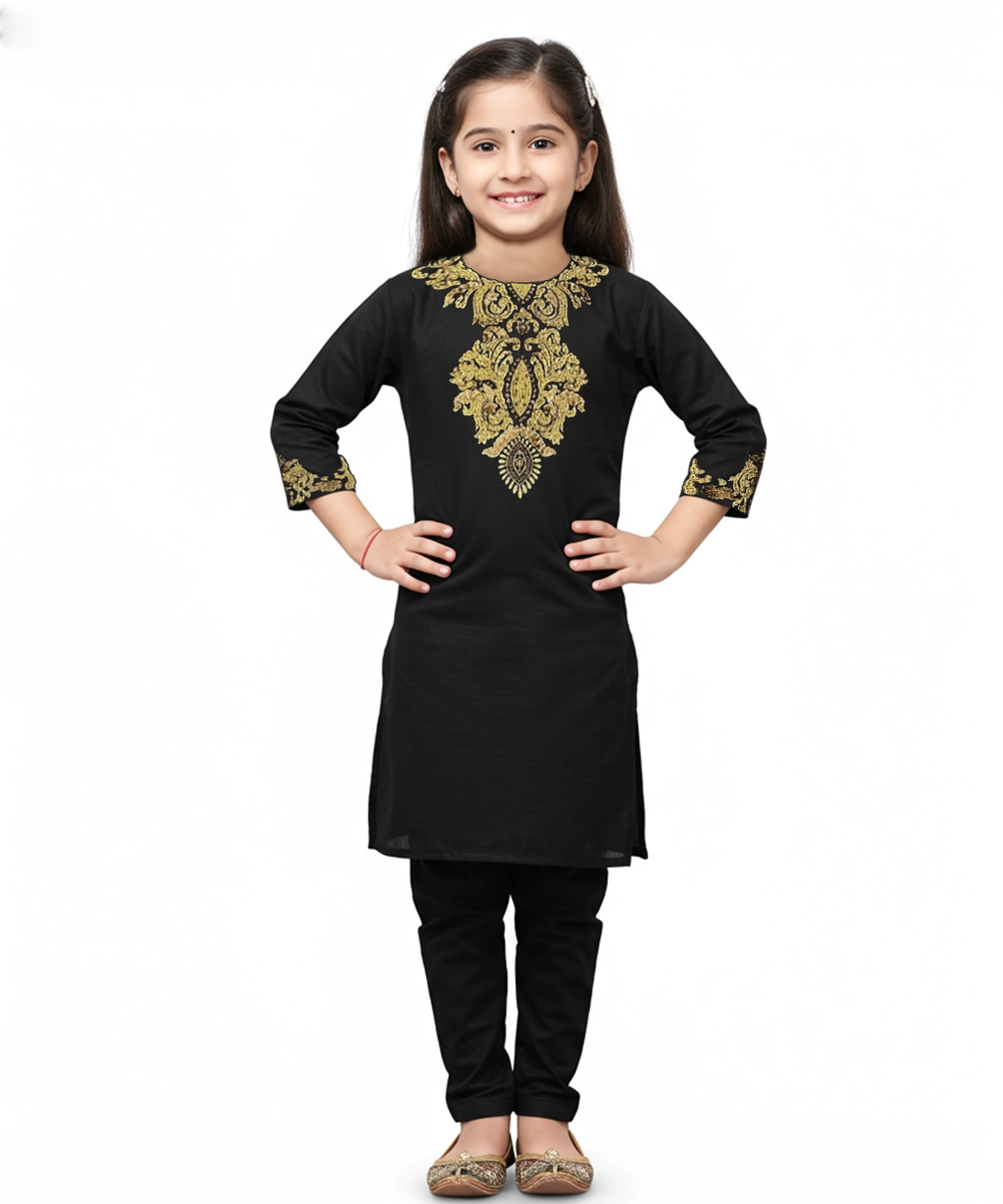 Embroidered Kurta Set For Girls