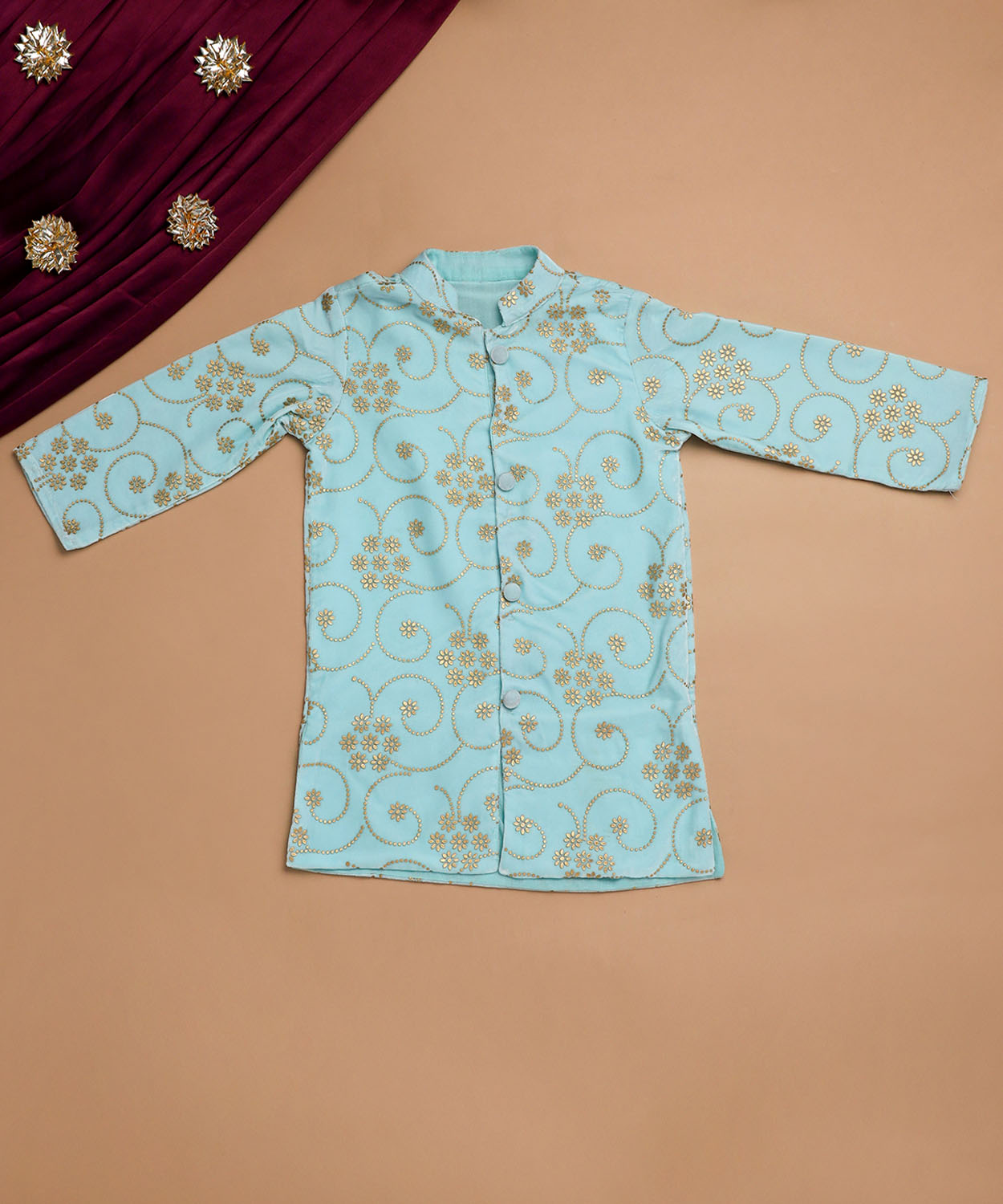 Soft Blue Velvet Sherwani Kurta