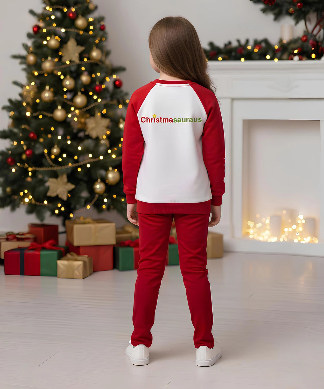 Printed Santa Dino Christmas Sweatshirt