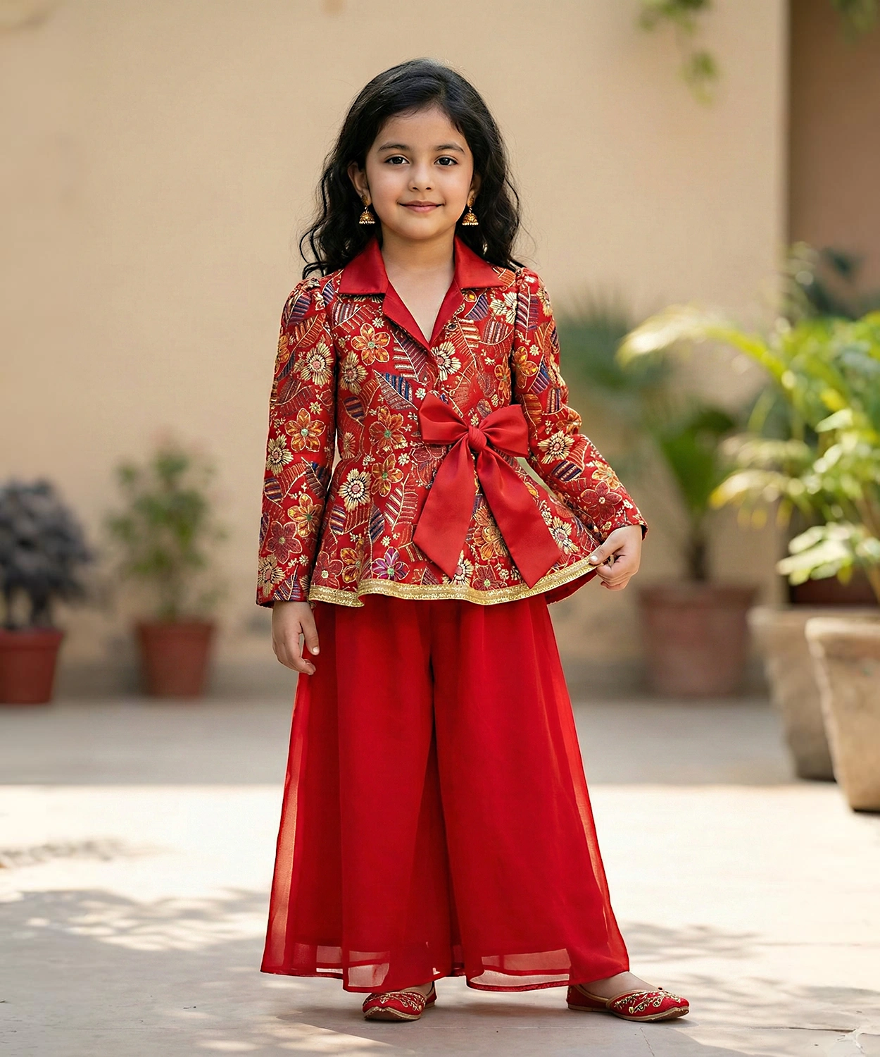 Crimson Bloom Embroidered Co-Ord Set