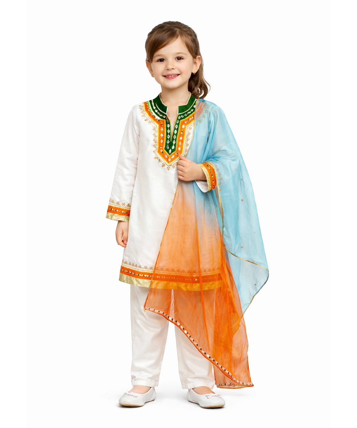 Tricolor Embellished Kurta Set