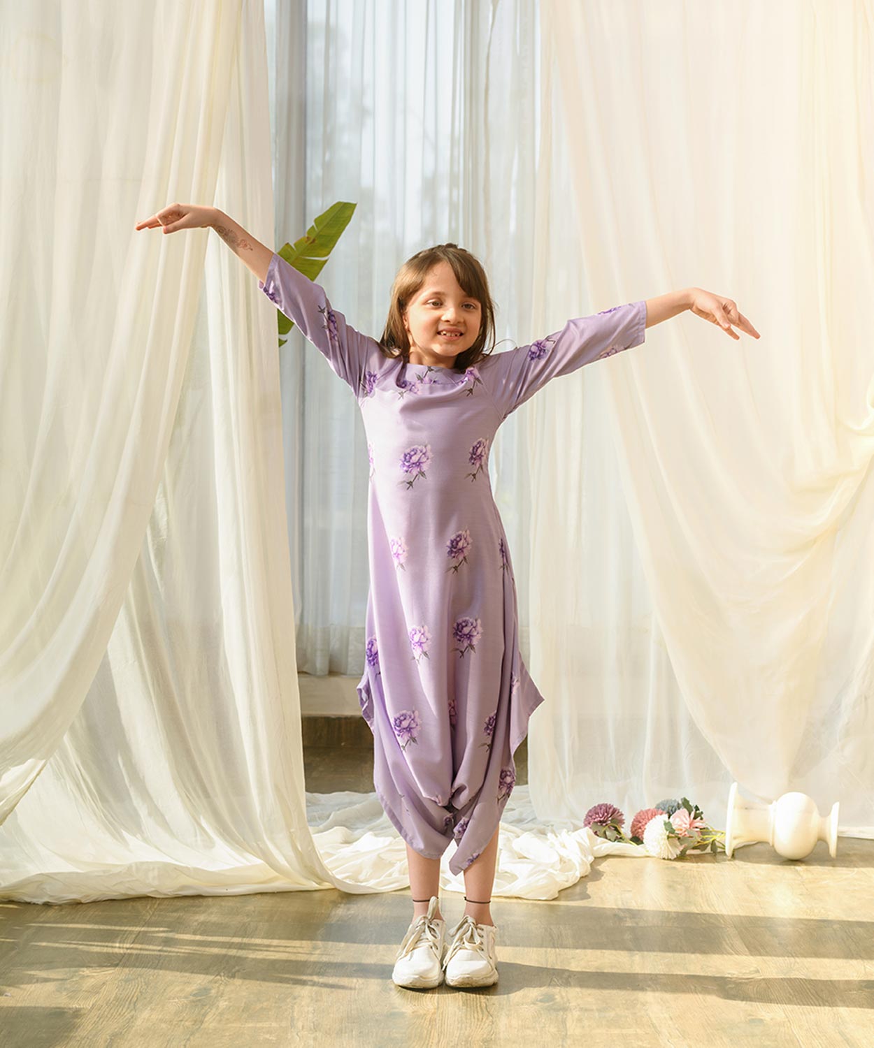 Very Peri Lilac Dhoti Jumpsuit Kids