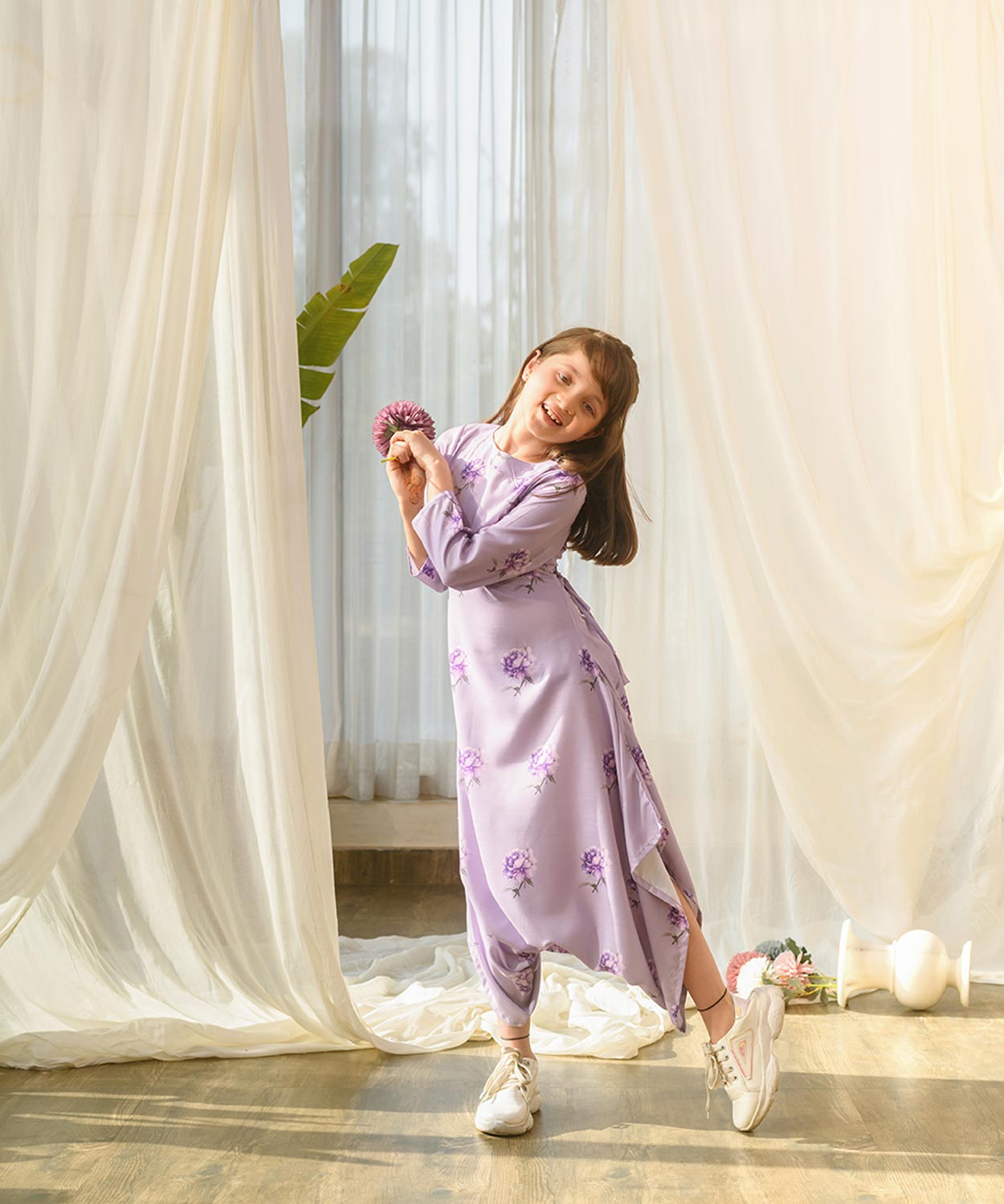 Very Peri Lilac Dhoti Jumpsuit Kids