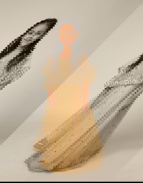 Lace Cape Off Shoulder Gown