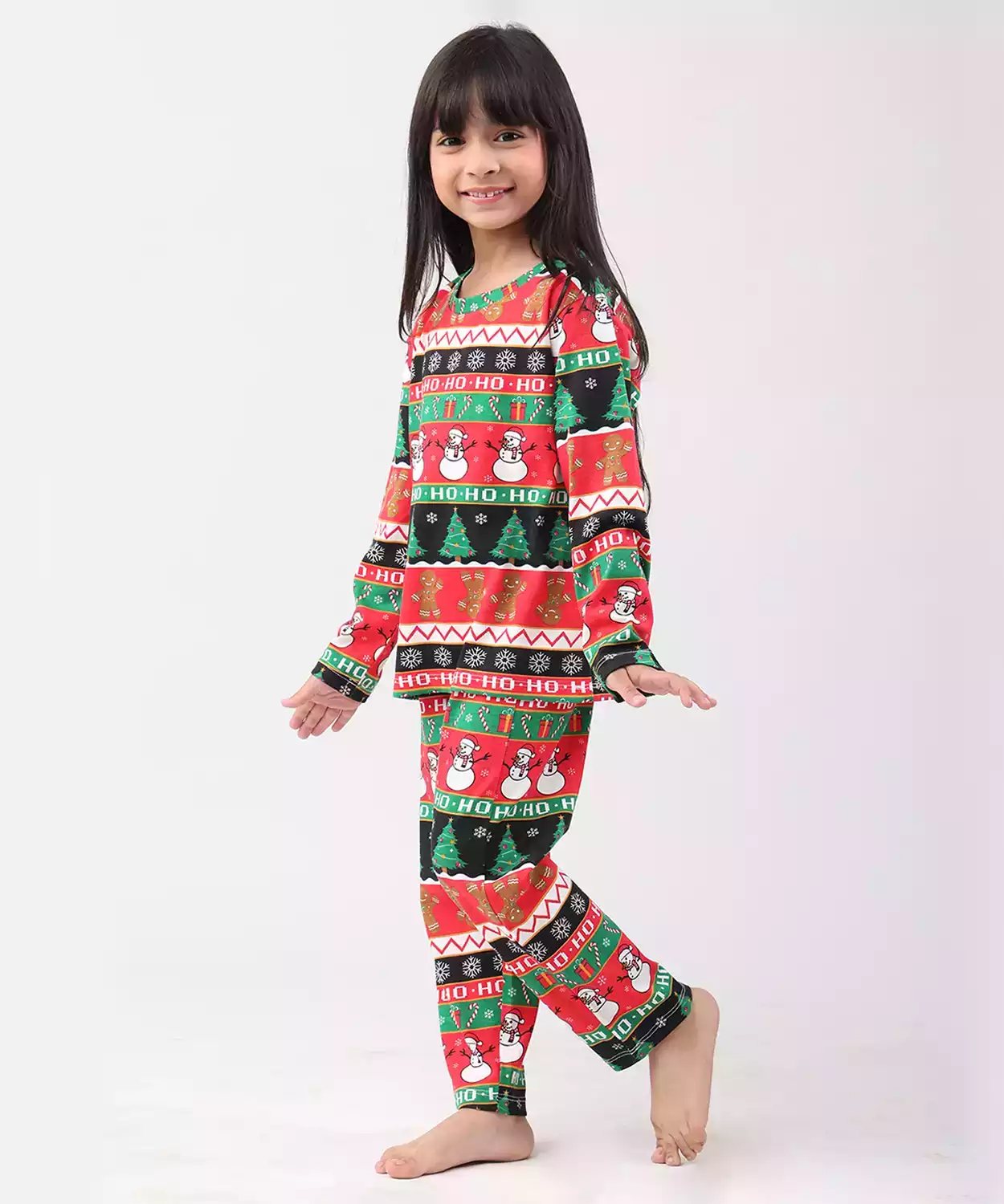Christmas Red Girls Long Sleeve Pyjama Set - Red