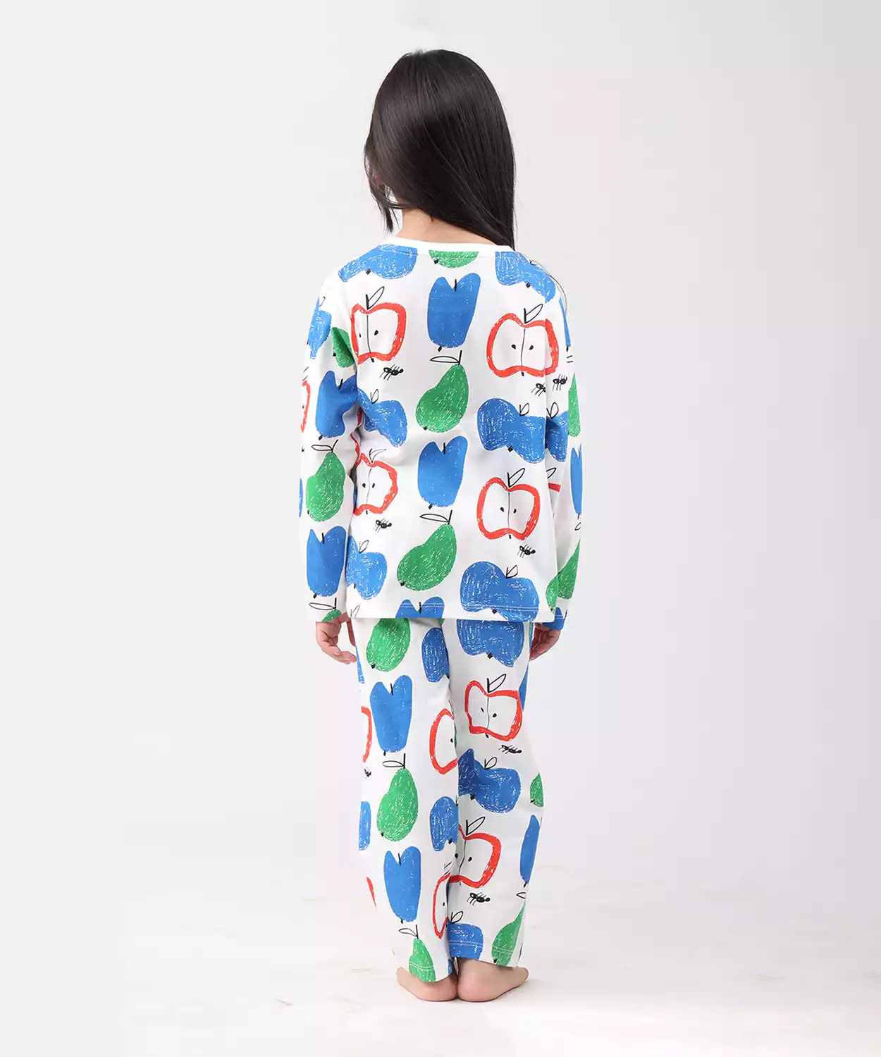 Apple Pear Girls Long Sleeve Pyjama Set - White