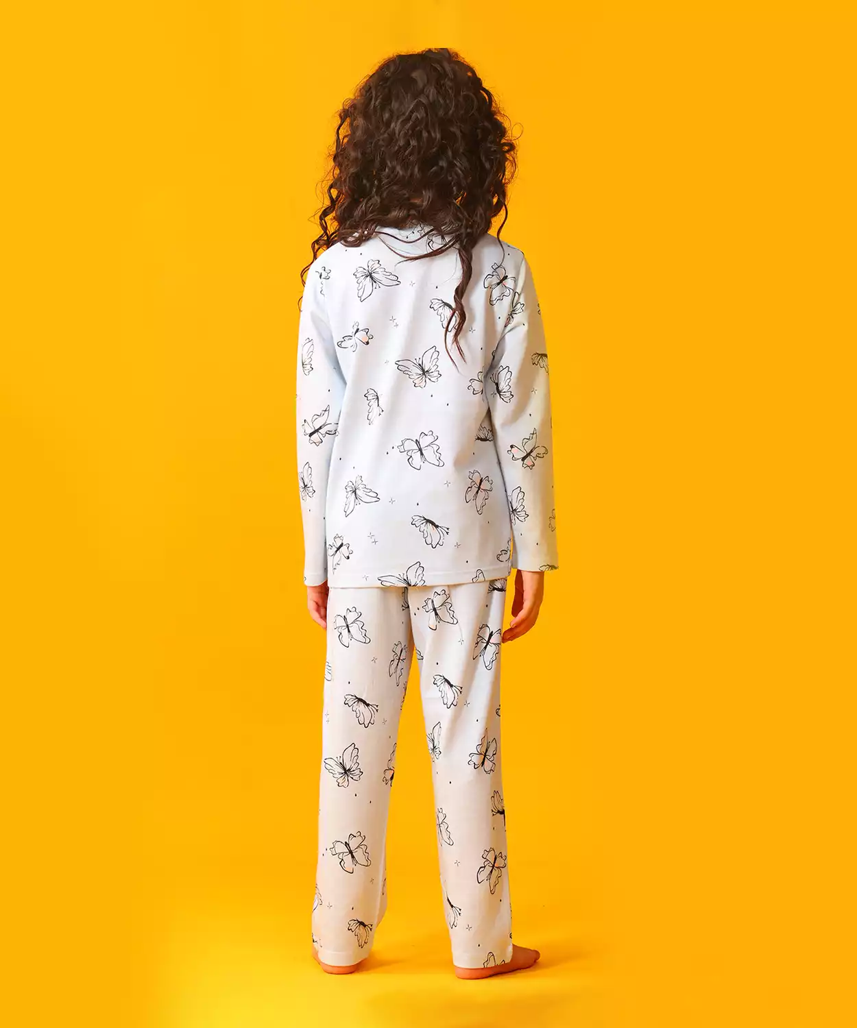 Blue Butterfly Long Sleeve Pyjama Set - Blue