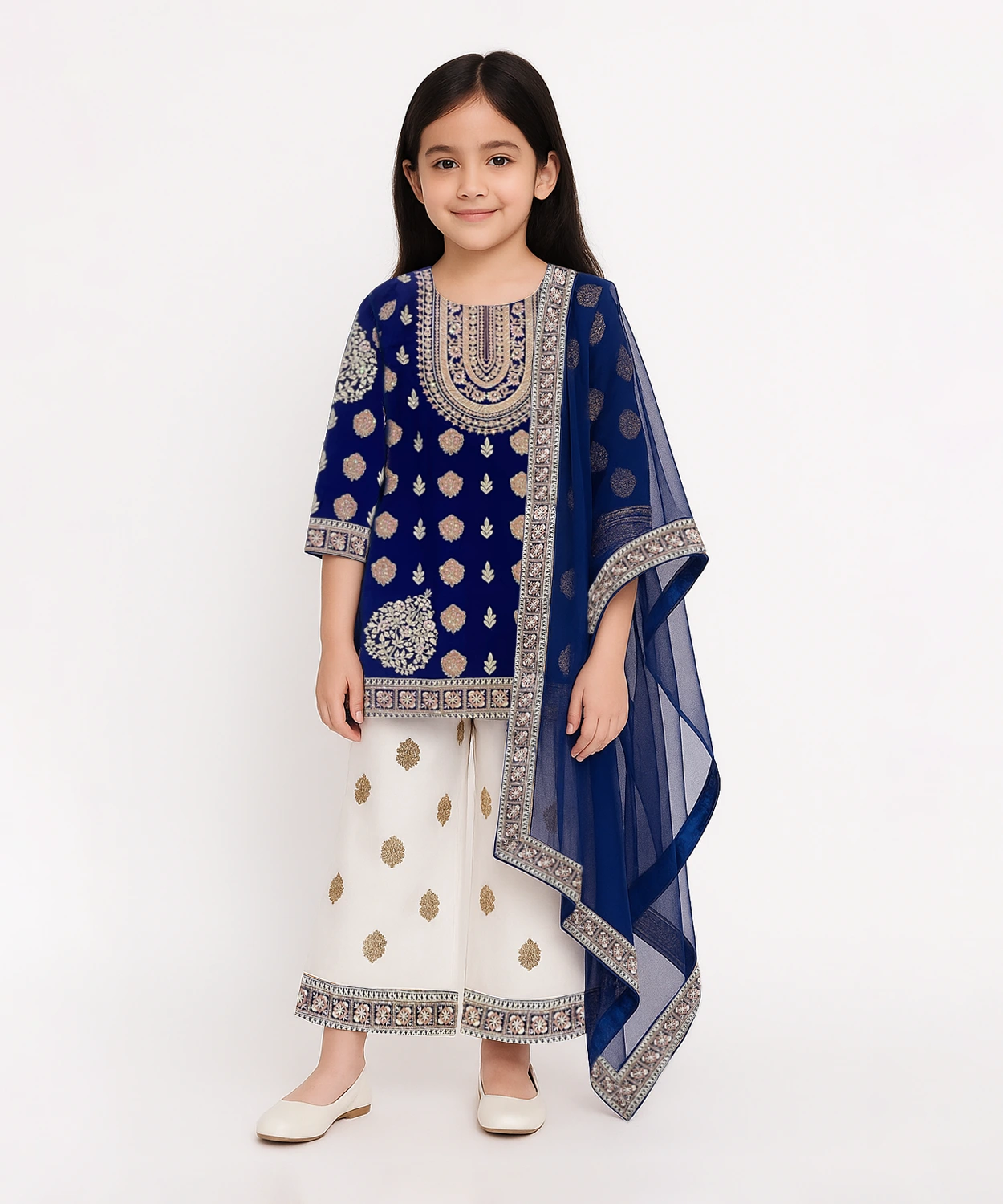 Hand Work Embroidery Palazzo Set For Girl