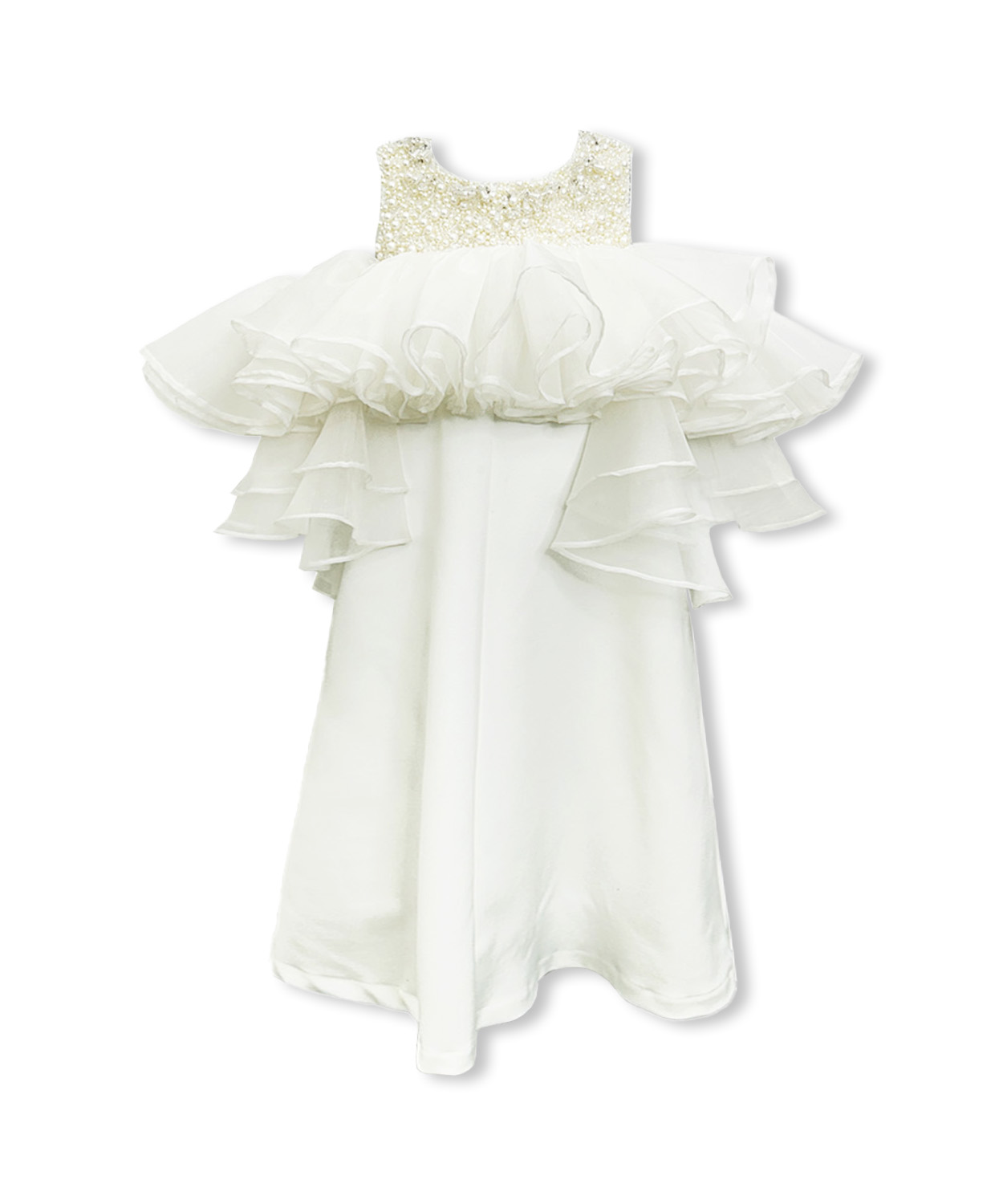 Embellished White Organza Dress