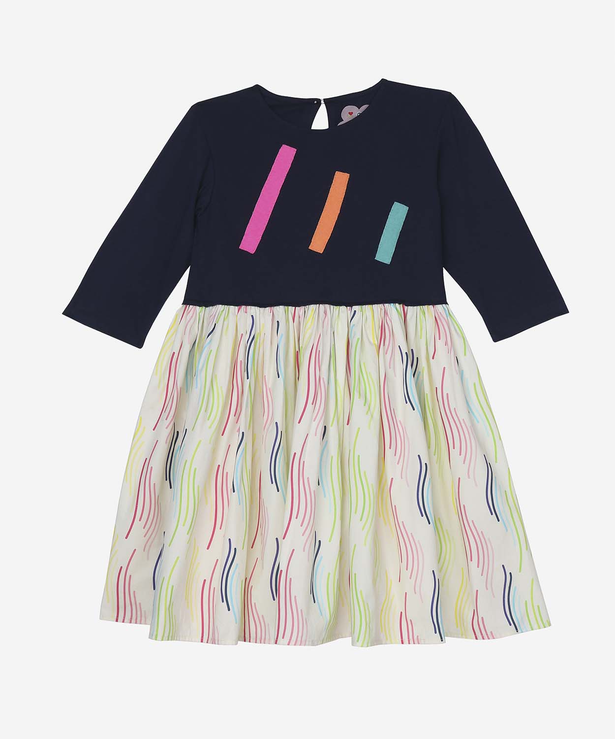 Dora Dress Black Multi-Coloured Waves