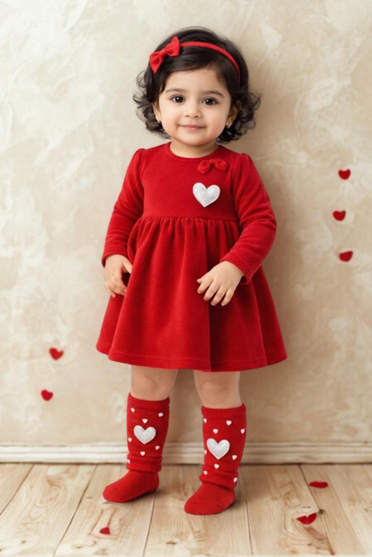 Heart Legwarmers With Socks - Red
