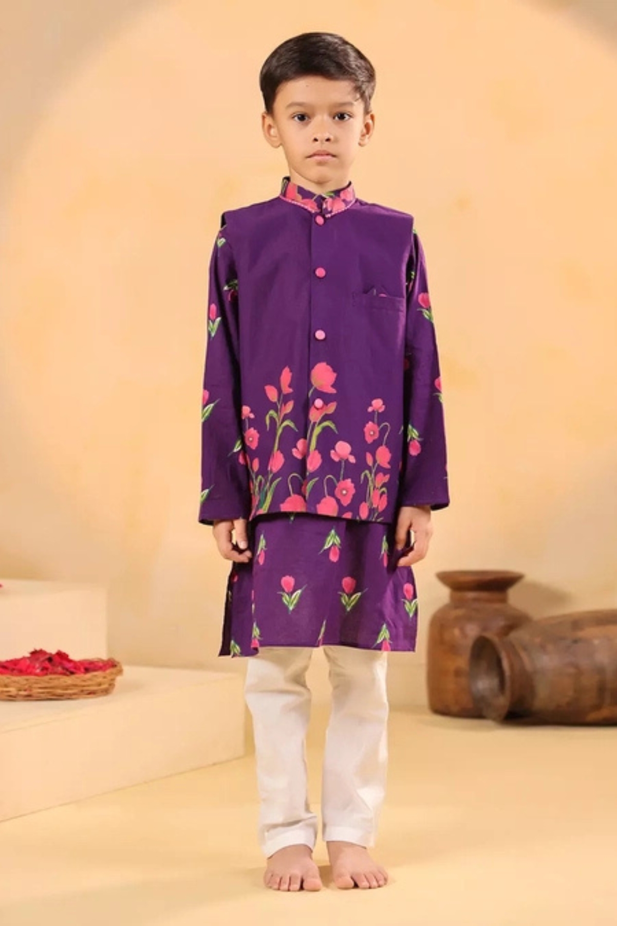 Genda Phool Bundi Set- Purple