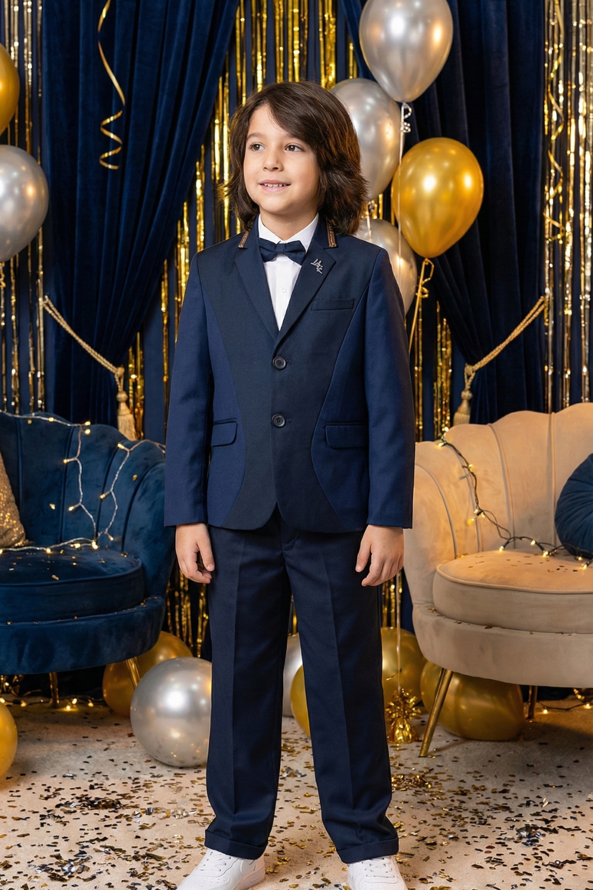 Two Tone Panneled Suit Set